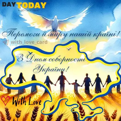 Перемоги й миру нашій країні! З Днем соборності України! листівка | Вітальна листівка - Листівки на День Соборності України