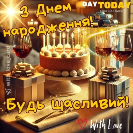 З Днем народження! Будь щасливий! картинка з тортиком та свічками, тепла листівка |Вітальна листівка - Листівки з днем народження - Чоловікам ДН