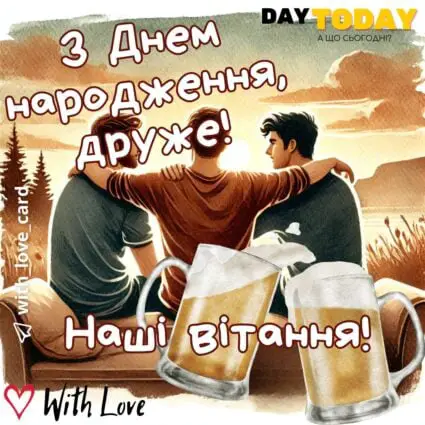Друже, з Днем народження! листівка для друга | Вітальна листівка - Листівки з днем народження - Другу ДН - Чоловікам ДН