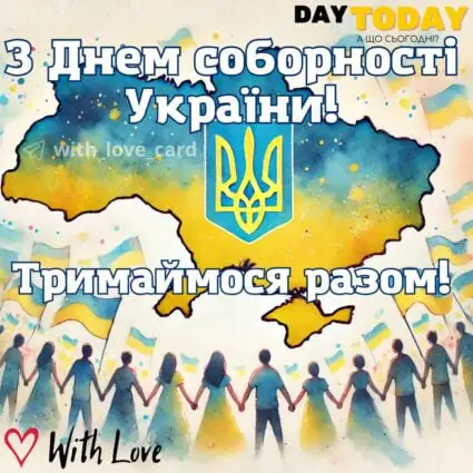 З Днем соборності України! Тримаймося разом! листівка на День соборності України | Вітальна листівка - Листівки на День Соборності України