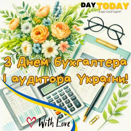 З Днем бухгалтера і аудитора України! листівка з квітами для бухгалтера | Вітальна листівка - Листівка на День бухгалтера і аудитора України