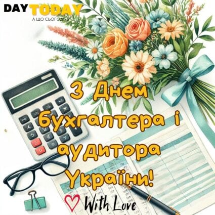 З Днем бухгалтера і аудитора України! картинка з квітами для бухгалтера привітаня | Вітальна листівка - Листівка на День бухгалтера і аудитора України
