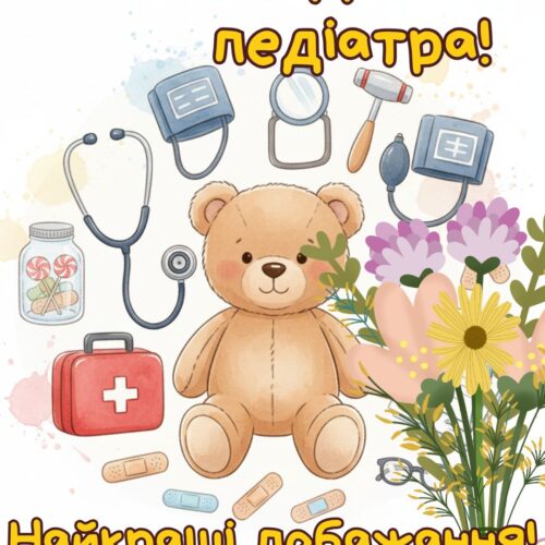 З Днем педіатра! найкращі побажання! листівка на День педіатра| Вітальна листівка - Листівки на Міжнародний день педіатрії