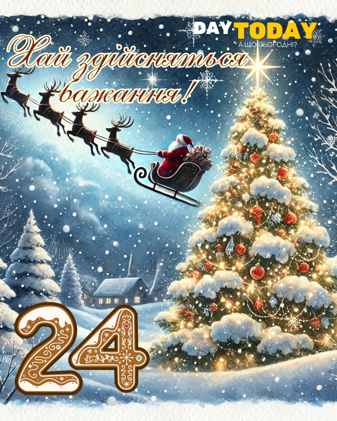 Хай Здійсняться бажання! - тепла листівка для очікування Різдва, день двадцять четвертий | Вітальна листівка - Теплі листівки для очікування Різдва