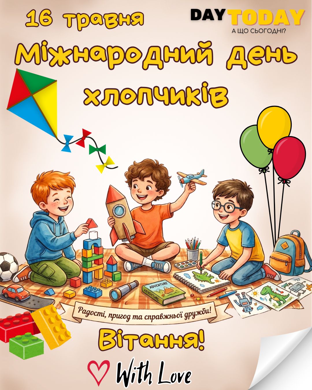 Вітання! листівка на Міжнародний день хлопчиків листівки | Вітальна листівка - Листівки на Міжнародний день хлопчиків