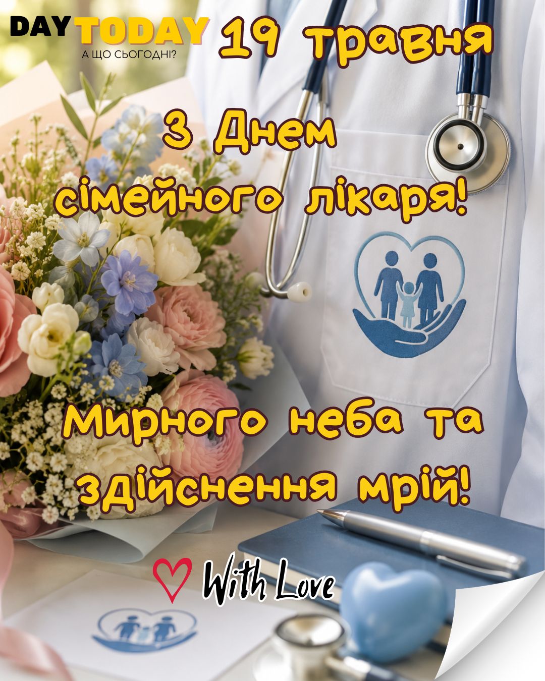 Вітання з Днем сімейного лікаря! Здійчнення мрій! картинка на Всесвітній день сімейного лікаря | Вітальна листівка - Листівка на Всесвітній день сімейного лікаря