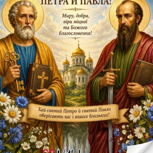 Зі святом апостолів Петра і Павла! Божого благословення! картинка на день святих Петра і Павла | Вітальна листівка - Листівка на Святих первоверховних апостолів Петра і Павла