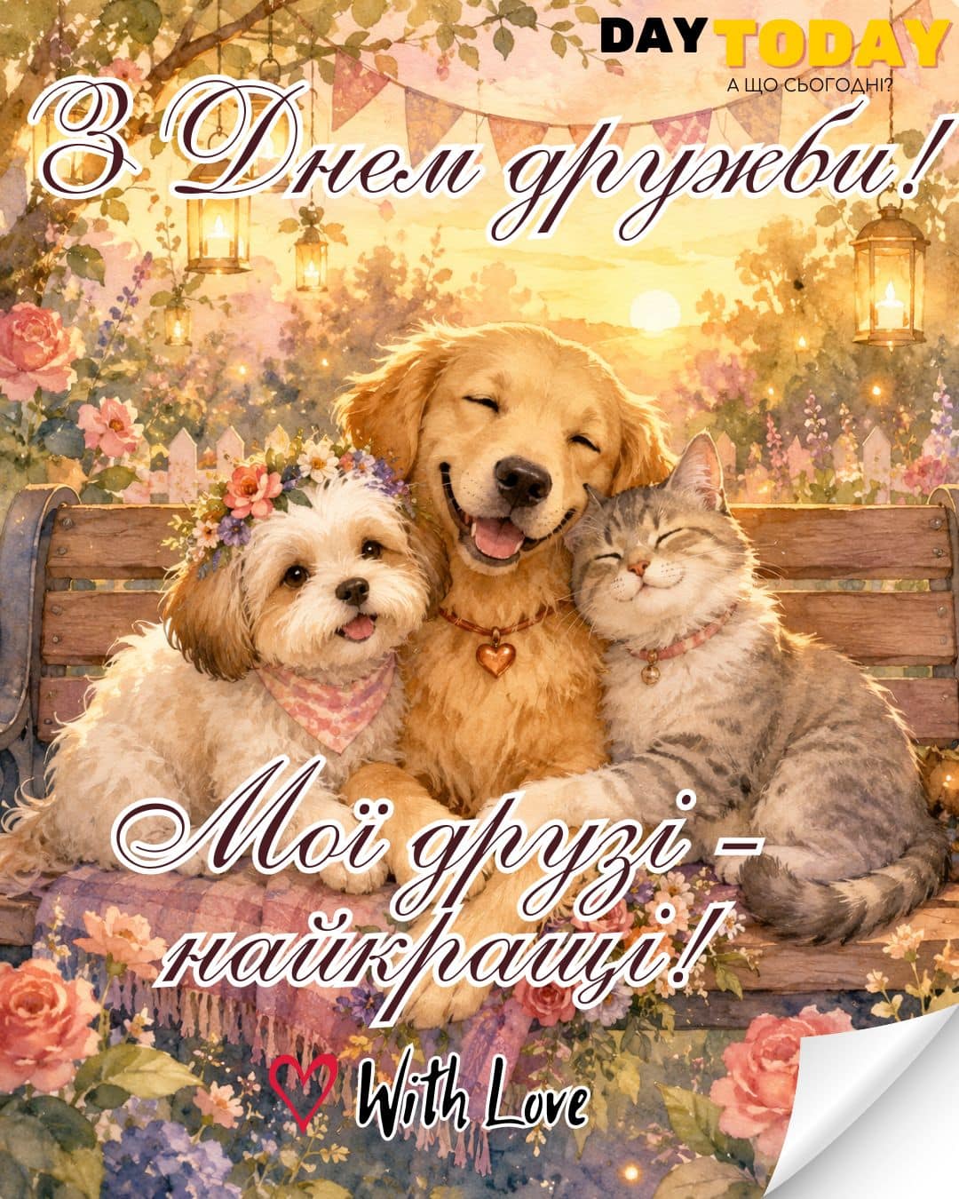 З Днем дружби! Мої друзі найкращі! листівка другу або друзям | Вітальна листівка - Листівка на Міжнародний день дружби