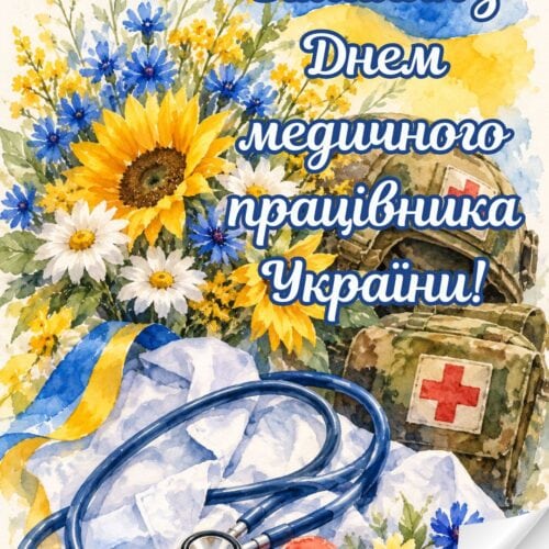 Вітання з Днем медичного працівника України! картинка з квітами на День медичного працівника 27 липня | Вітальна листівка - Листівка на День медичного працівника