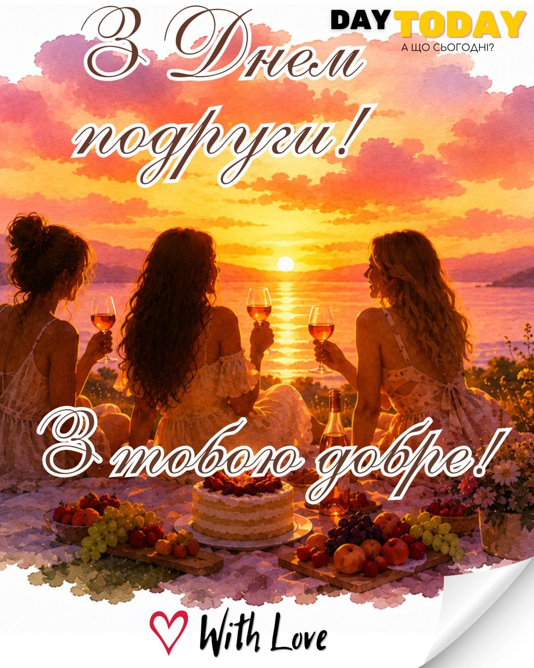 З Днем подруги! З тобою добре! картинка для подруги, тепла листівка | Вітальна листівка - Листівка на День подруги