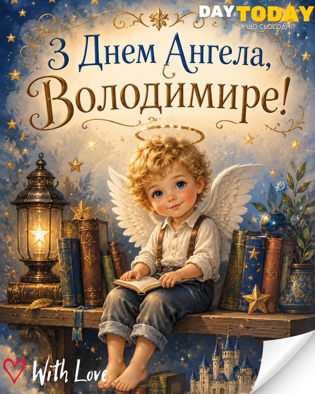 З Днем Ангела, Володимире! | Вітальна листівка - Листівки на День ангела - Листівки на День ангела Володимира