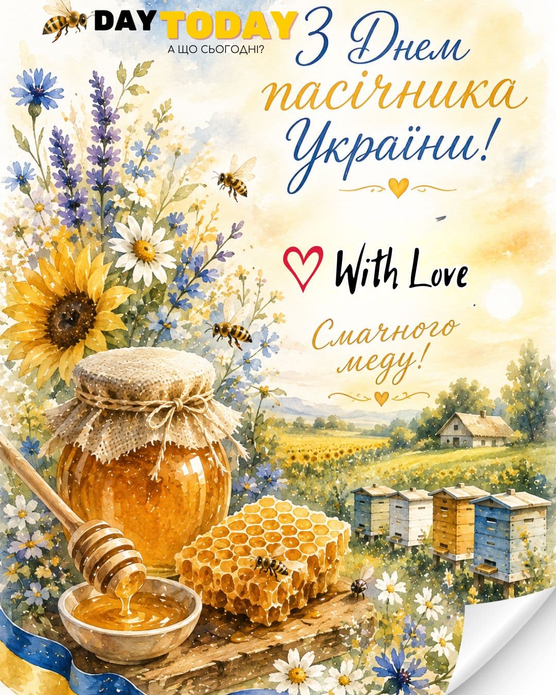 З Днем пасічника! Смачного меду! картинка на День пасічника України! | Вітальна листівка - Листівка на День пасічника України